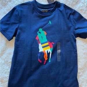 Ralph Lauren Kids Navy Blue Polo Graphic Tee